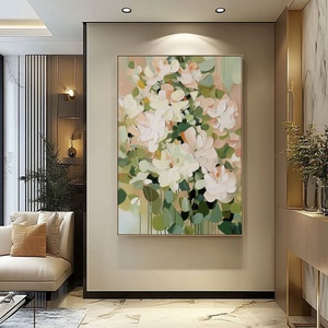 Grande peinture murale moderne texturée à fleurs sur toile, décoration créative personnalisée, cadeau idéal pour l'inauguration d'une maison - Product Image 1