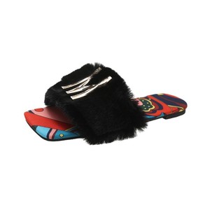 2026 Fairy Style Furry <b>Slippers</b>, Women Square Toe Open-Toe Flat Mules, Simple One-Strap Plus Size Outdoor Slides - Product Image 5