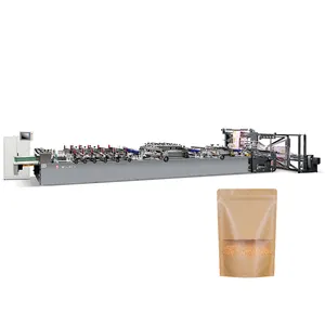 Aminated Pe Papier Pouch Met Venster Stand Up Doypack Machine Rits Bruin Kraftpapier Zak Making Machine Voor Snack Pakket