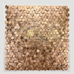 מתכת משושה דפוס פסיפס חלק 3D אלומיניום זהב בחר פסיפס קיר Backsplash אריח - Product Image 4