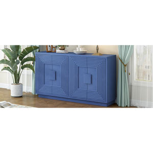 Aparador DB TREXM Vintage desgastado de 4 puertas, estantes ajustables con patrón geométrico para comedor, cocina, sala de estar, hogar, Bar - Product Image 5