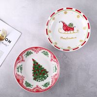 Assiette à soupe de Noël créative de 8 pouces en porcelaine, motif dessin animé, ambiance festive, haute température, écologique, compatible lave-vaisselle, vente en gros