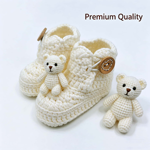 Zapatitos de Bebé Hechos a Mano de Ganchillo, Tejido Suave, Cierre Deslizante, Antideslizantes, Estilo Náutico, Resistentes, Transpirables, Cálidos y Cómodos, Unisex - Product Image 1