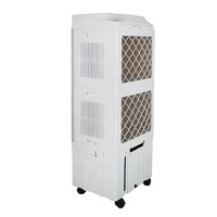 Ventilador de Refrigeración Portátil con Tanque de Agua Desmontable de 45L, Enfriador de Aire Evaporativo de Panal con Ruedas Universales