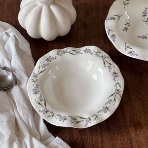 Assiettes profondes pour salade, fruits, soupes et pâtes, style rétro, motif végétal lavande française, faites à la main, pour la maison - Product Image 3