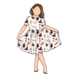 Gonna per bambini di alta qualità a manica corta <span class=keywords><strong>zucca</strong></span> colorata al ginocchio bella estate Swing plissettato per bambine - Product Image 4
