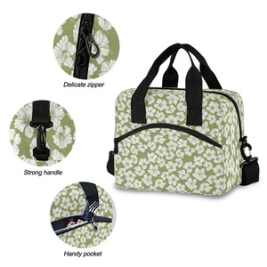 Nouveau sac isotherme réutilisable pour le déjeuner, avec bretelles, pour femmes adultes, motif hibiscus hawaïen, impression de logo personnalisée, idéal pour la salle de sport - Product Image 5