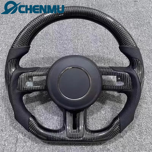 Accessoires de volant sport en fibre de carbone à fond plat personnalisés pour Ford Mustang 2015 2016 2017 2018 2019 2020 <span class=keywords><strong>2021</strong></span> 2022 GT - Product Image 5