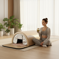 Dôme de sauna en FIR or clair de luxe avec 36 lumières LED pour la luminothérapie et 4 modules de traitement à ondes extra-longues pour une détoxification profonde