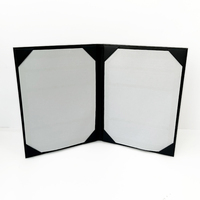 Porte-menu moderne en cuir PU noir à deux volets pour restaurant haut de gamme
