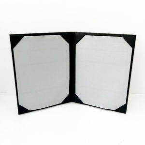 Moderna Carpeta de Menú de Cuero PU Negro de Dos Pliegues para Restaurantes de Alta Cocina - Product Image 6