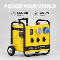 Station d'alimentation portable 5120Wh, générateur solaire 6200W, stockage d'énergie mobile LiFePO4, prise IEC 60309 32A pour site désertique et camping