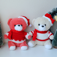 Ours en peluche de Noël avec bonnet de Père Noël, poupée ours en peluche, cadeau d'anniversaire, animaux en peluche en gros