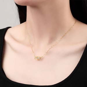 Collar con colgante pulsante en forma de corazón dinámico para mujer, nueva versión coreana de plata pura S925, letra 'I Love You', circón clásico - Product Image 2