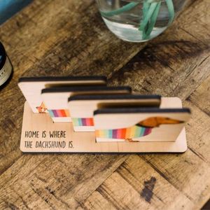 New Arrival Eco-Friendly Dachshund Roller Creative Rainbow Model Coaster Unique Wooden <b>Ornaments</b> - Product Image 2