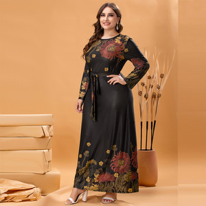 Abito Primaverile Estivo Plus Size, Elegante <span class=keywords><strong>Abbigliamento</strong></span> Femminile, Maglia a Maniche Lunghe Extra Large - Product Image 4
