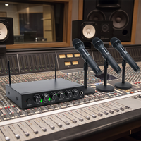 Mixeur audio karaoké 4 canaux avec effets DSP, contrôle de la réverbération réglable, microphone sans fil rechargeable (1500-1999mAh) bande UHF