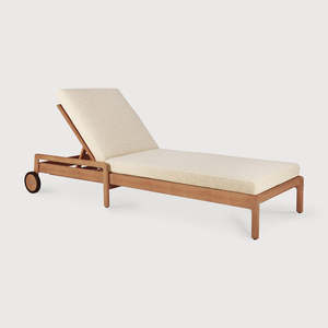 Chaise longue de plage en bois de luxe pour l'extérieur avec dossier réglable, coussin et roulettes pour villa, parc, hôtel, plage, <span class=keywords><strong>piscine</strong></span> - Product Image 6