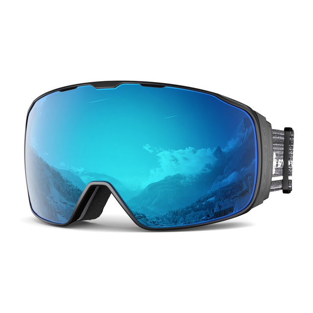 HUBO 10D HD Lens Ski Goggles Red Glass OTG Anti-Fog Custom Ski Straps Interchangeable Magnetic Clip Locking System Snowboarding