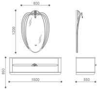 BNITM kustom Modern mewah melengkung Dinding kabinet kamar mandi Vanity dengan wastafel Led pintar cermin