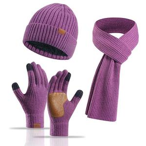 Ensemble trois pièces tricoté <span class=keywords><strong>de</strong></span> haute qualité : <span class=keywords><strong>bonnet</strong></span>, gants <span class=keywords><strong>et</strong></span> écharpe, en peluche épaisse – Grande Vente - Product Image 6