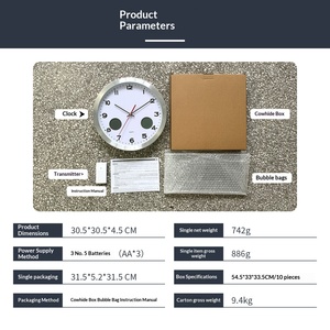 <span class=keywords><strong>Reloj</strong></span> <span class=keywords><strong>de</strong></span> <span class=keywords><strong>Pared</strong></span> Analógico <span class=keywords><strong>de</strong></span> Metal con Control por Radio, con Pantalla <span class=keywords><strong>de</strong></span> Temperatura y Humedad, Diseño Moderno y Minimalista, Funciona con Batería - Product Image 4