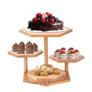 ホームティーパーティー用デザートツリータワー段付きトレイの装飾ウッドケーキスタンドディスプレイホルダー50カップケーキ用4層カップケーキスタンド