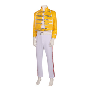 Queen Lead Vocals Freddie Mercury Cosplay disfraz mascarada bola amarillo Pu abrigo conjunto completo uniforme hombre mujer carnaval <span class=keywords><strong>traje</strong></span> - Product Image 4