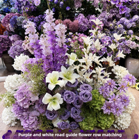 Composition florale de chemin de mariage en soie blanche et verte, réaliste, faite à la main, longue durée, produit fini en gros, fabricant