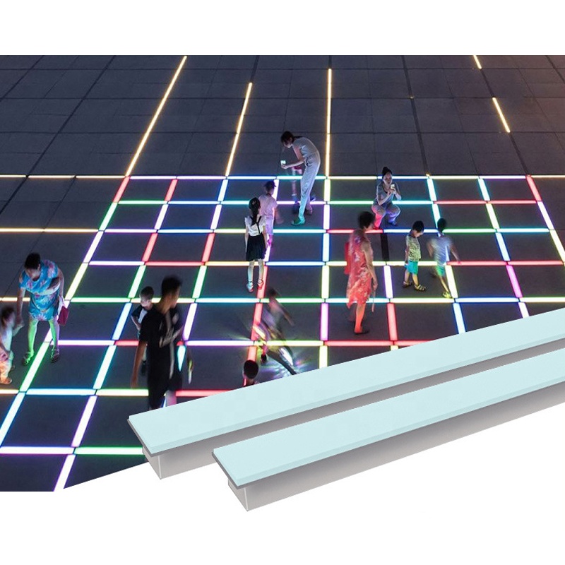 DMX512 RGB полноцветная Встраиваемая светодиодная линейная длинная напольная плитка лампа DC24V уличная Водонепроницаемая Индукционная линейная подземная лампа