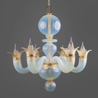 Lustre Art Déco en Verre de Murano à 6 Lumières avec LED Blanc Chaud 3500K 150cm