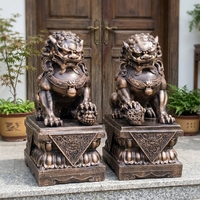 Décoration de jardin, sculpture d'art en métal chinoise Feng Shui, grandes statues de chiens Foo en bronze antique