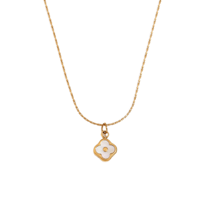 Collier en acier inoxydable en forme de trèfle à quatre feuilles avec lettre capitale et coquillage naturel, étanche, vente chaude pour femmes - Product Image 2