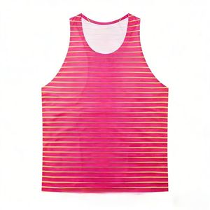 Débardeur polyvalent pour entraînement en extérieur, sans manches, rayé, sans couture, en tissu facile d'entretien, léger et doux pour la peau - Product Image 2