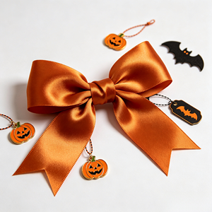 Nœud en satin pré-noué couleur caramel chaud pour Halloween, Thanksgiving, mariage d'automne, boîte cadeau, arrangement floral, ornement - Product Image 6