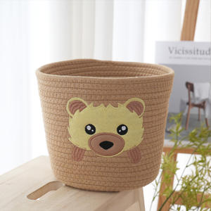Panier de rangement pour vêtements sales en coton tressé, motif dessin animé mignon, grande capacité, pour salon et chambre à coucher - Product Image 4