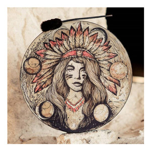 Tamburo Sciamanico Vegano, Strumenti Musicali per Guarigione Sonora, Tamburi Sciamanici Tradizionali Femminili - Product Image 1