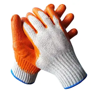 GR4021 Cheap Rubber Dipped Latex Coating Cotton Knitted Labor Safety Hand Protective Work Gloves