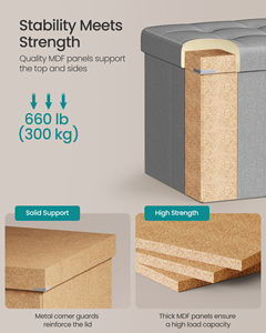 SONGMICS <span class=keywords><strong>Rangement</strong></span> Poitrine Repose-pieds Stoo Chambre <span class=keywords><strong>Banc</strong></span> avec <span class=keywords><strong>Rangement</strong></span> 43 Pouces Pliant <span class=keywords><strong>Rangement</strong></span> Ottoman <span class=keywords><strong>Banc</strong></span> - Product Image 3