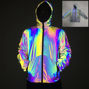 Winter Männer geste ppte Bomber Unisex leichte lange Ärmel bunte Regenbogen reflektierende Street Night Fashion Hoodies Jacken mantel - Product Image 4