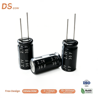 Supercondensador de 2.7V 30F, 16x30mm Radial EDLC, Alta Densidad de Energía para Registradores de Datos, Monitoreo Remoto, Fuente de Alimentación de Respaldo