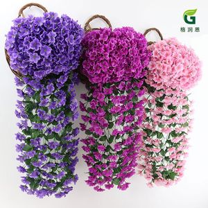 Guirlande artificielle d'hortensias en soie, plante suspendue pour décoration murale, mariage, balcon, fenêtre, 18 têtes, violet, rose, magenta - Product Image 1