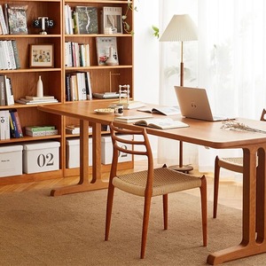 Nordic Geometric Long Desk Solid Wood Rectangle Stable Living Room <b>Dining</b> <b>Table</b> - Product Image 3