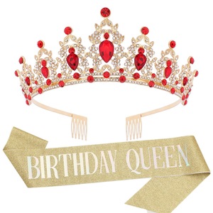Serre-tête Tiara en strass Queen Sash, argenté, pour femme, Diwali, Ramadan, avec cristaux scintillants, accessoires pour cheveux en satin, prix d'usine - Product Image 4