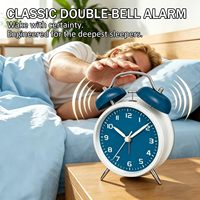 4,5 inch Twin Bell Stille Quartz Metalen Bureauklok Analoge Klok Zonder Tikken Wekker Met Achtergrondverlichting Dubbele Bel Snooze Functie Kinderen