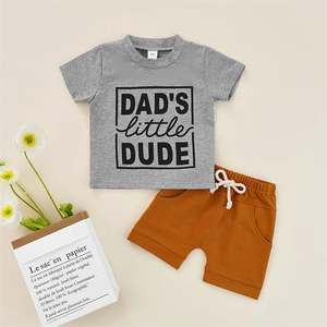 Ensembles de vêtements pour bébés garçons RTS, vêtements d'été pour nourrissons, vêtements pour tout-petits avec lettres imprimées, prêts à être expédiés - Product Image 4