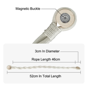 Handmade Boho Rope Curtain Tieback Modern Twist Rope <strong>Tie</strong> <strong>Backs</strong> with Wooden Button Decorative Window Holdbacks for Bedroom - Product Image 5