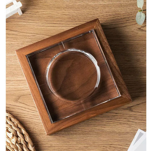 Wooden Crystal Ashtray, Chinese Style, Living Room, Home Office <b>Desk</b>, Creative Light Luxury Ashtray - Product Image 4