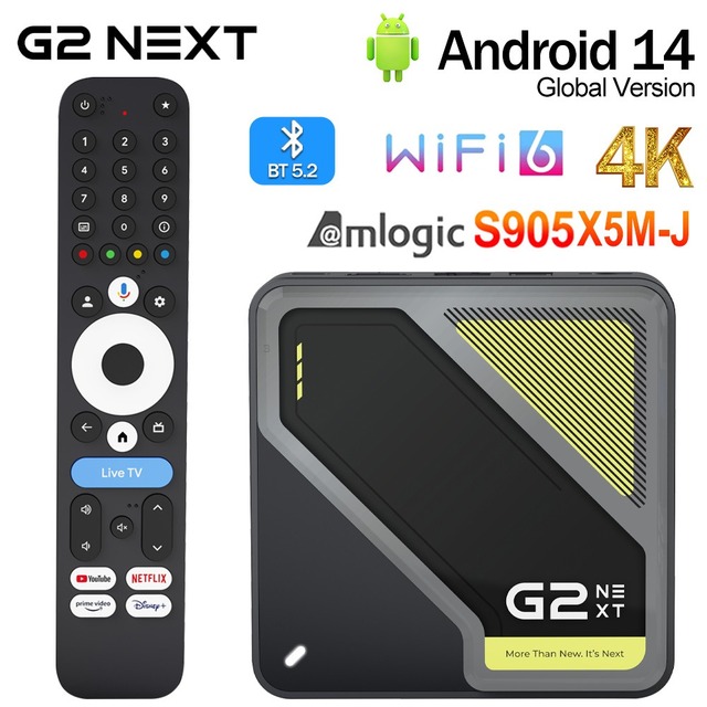 Yinzam RockTek G2 Next GTV TV Box Natflix Certified Amlogic S905X5M-J 4+64G Support DTS DolbyAudio Vision Wifi6 BT5.4 Game