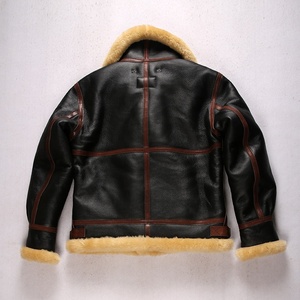 <span class=keywords><strong>Blouson</strong></span> d'hiver en cuir véritable pour homme, personnalisé, avec ailes de revers <span class=keywords><strong>B3</strong></span> en fourrure de mouton - Product Image 3
